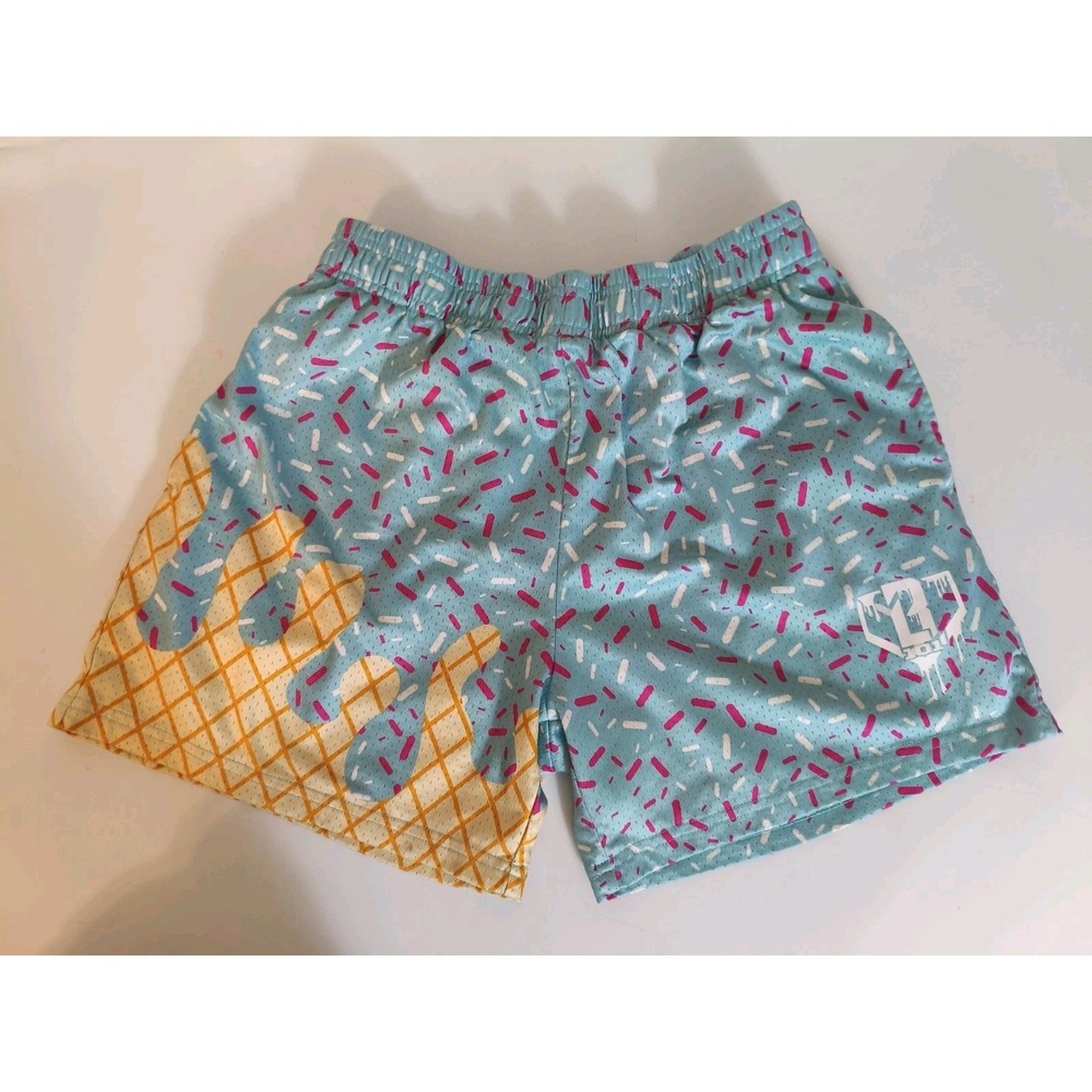 Baseball Lifestyle 101 B101 Mens Medium Blue Ice Cream Shorts Pockets Lined